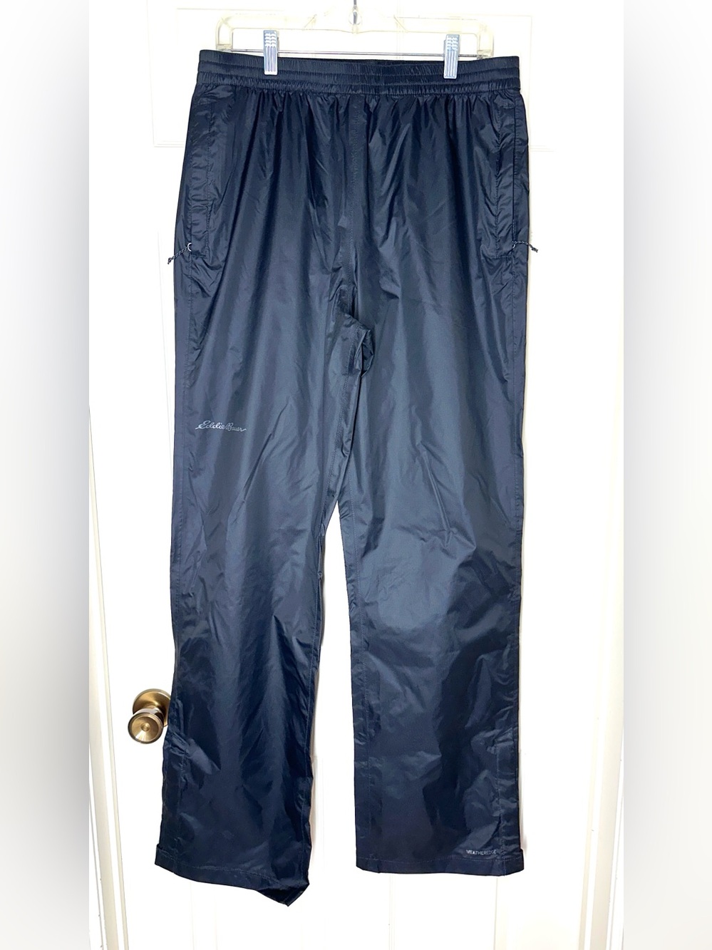 Eddie Bauer Packable Black Lightweight Cloud Cap Rain Pants Size TM Tall Medium